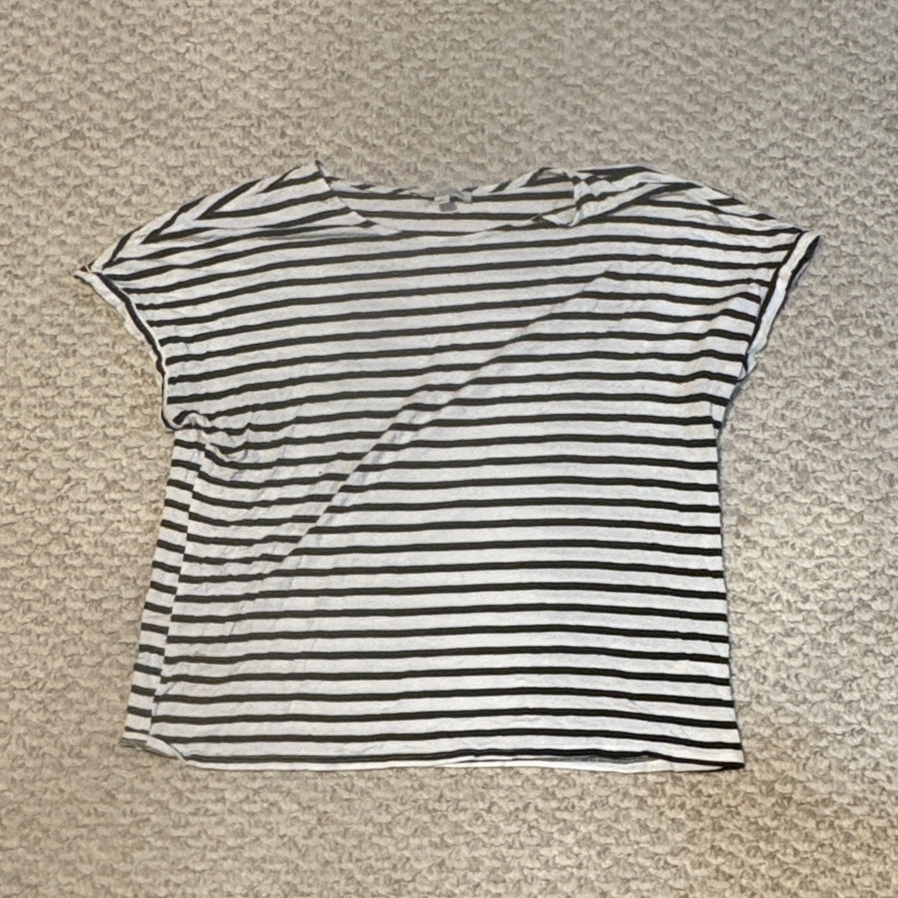 Green Envelope Black and White Striped Tee